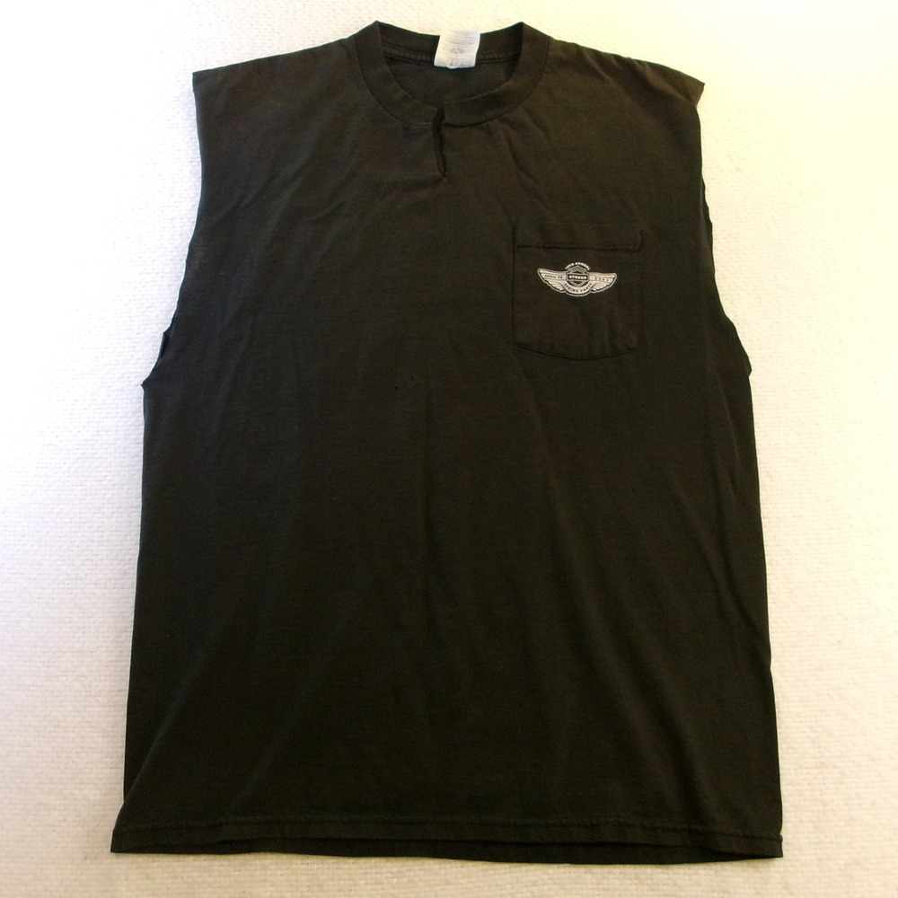 Jerzees Mens L Muscle Tee Black 2003 Athens Harley Owners Group Cutoff‎ Graphic